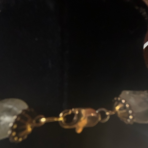 Hand crafted necklace yellow agate stones pearls African brass beads 24 inches - Picture 5 of 5